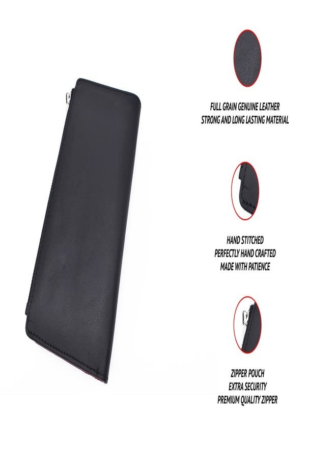Adamis Long Leather Clutch Women's Wallet with Credit Card Holder W338 Black - Image 2